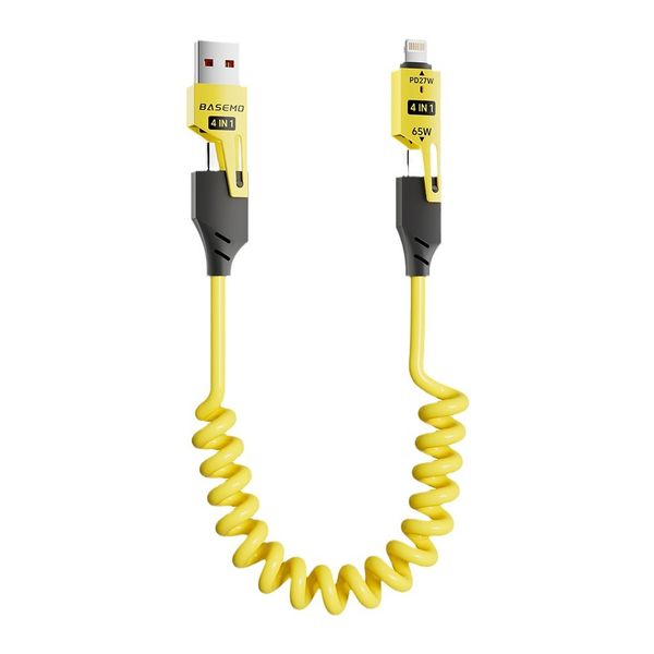 65W 4-in-1 Spring Fast Charging and Data Cable