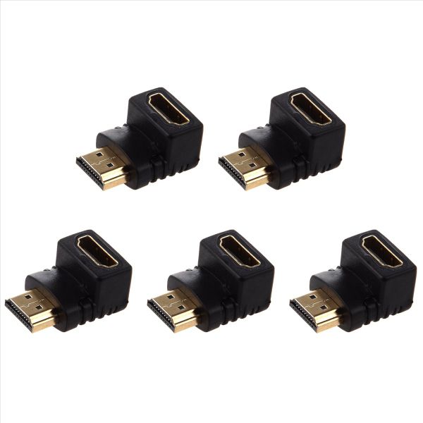 5X HDMI Adapter 90 Degree Right Angle L - Type (Bottom)Black