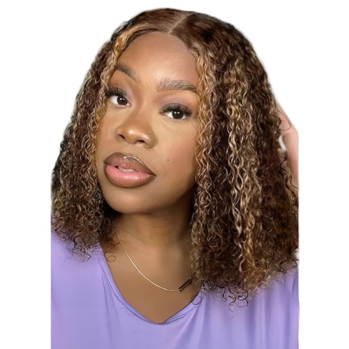 Marigold 10-inch Piano Curly Full Frontal Wig Human Hair Natural Colour