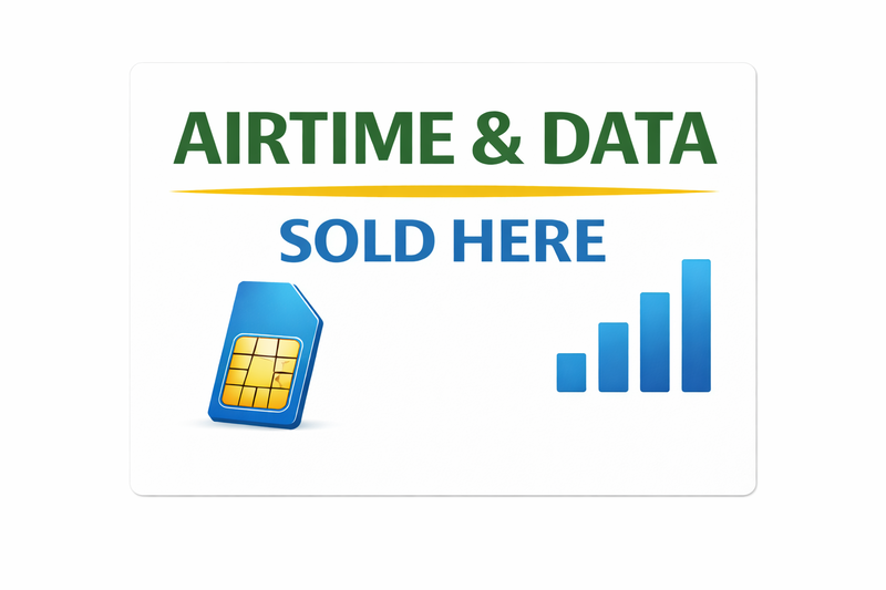 Airtime sold here signs 29cm x 29cm on abs.
