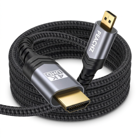 Peachz Micro HDMI to HDMI Cable 2M - 4K 60Hz High Speed HDMI Adapter Cable Image