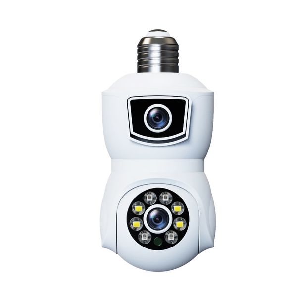 4MP WiFi Bulb Camera Dual Lens Night Vision Auto Tracking