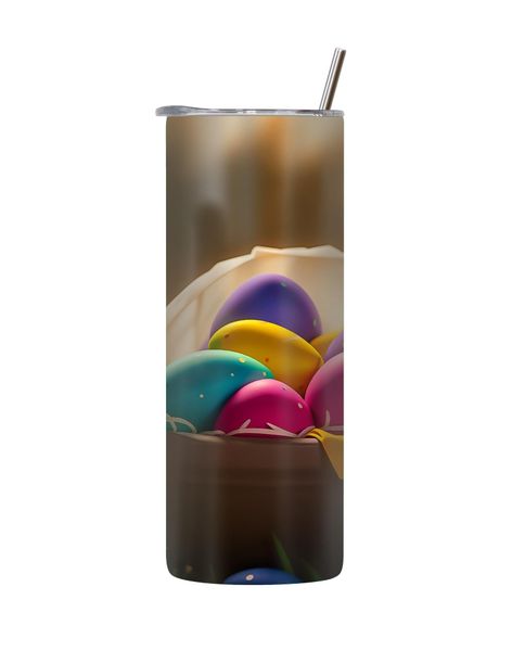 Egg 20 Oz Tumbler with Lid Straw Trendy Easter Bunny Egg Graphic Present181