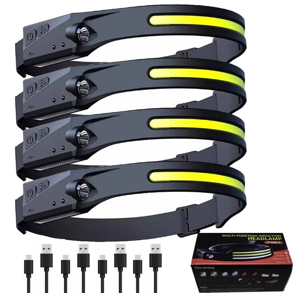 4 Pack Multi-function LED Rechargeable Head Lamp with Motion Sensor