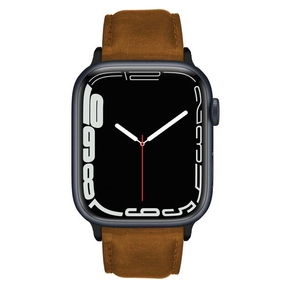 Premium Leather Strap for Silver 41mm Apple Watch Series 7 - Tan