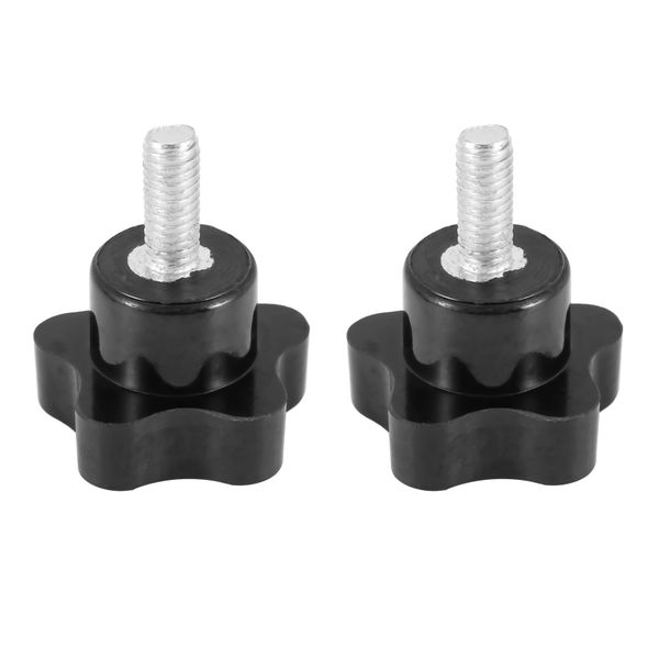 M6 x 15mm Male Thread Screw Star Head Locking Handle Black 2 Pcs