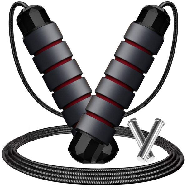 Weighted Jump Rope, 9ft Adjustable with Ball Bearings for CrossFit Boxing