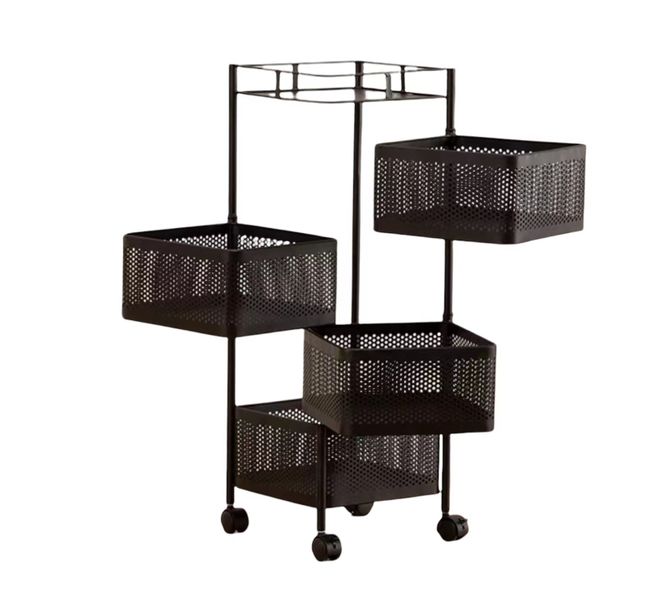 Multi-Functional 4-Tier Square Rotatable Drawer Basket Home Storage - Black