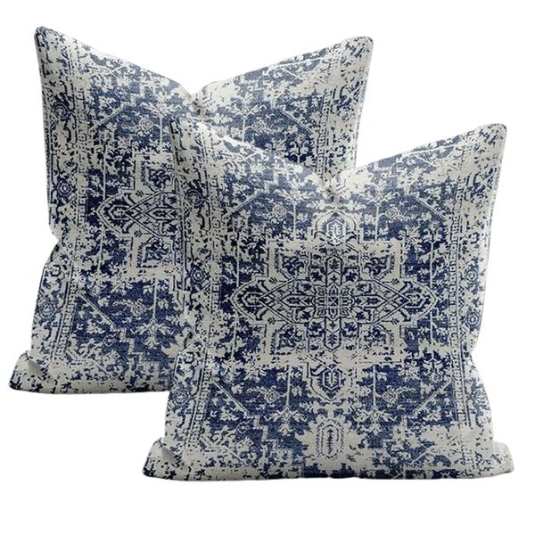 Boho Cushion Covers 18x18 Set Of 2,Blue Throw Cushion Covers Decorative
