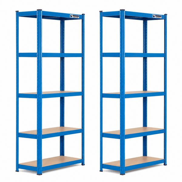 Rhino Racking 5 Tier Galvanised Storage Shelving Set of 2 Blue 180x90x30cm