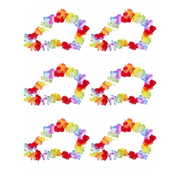 Dress Up Hawaiian Wreath Garland Necklace Theme Flowers - Set of 6