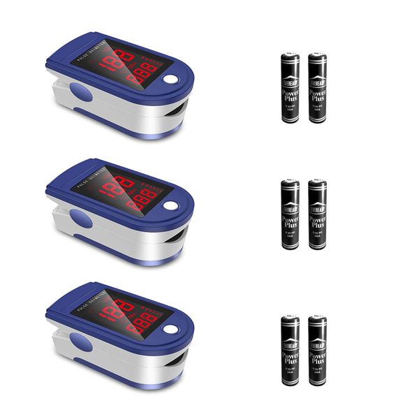 Oximeter Fingertip Oxygen Pulse Screening Tool &amp; Batteries - 2 Pack