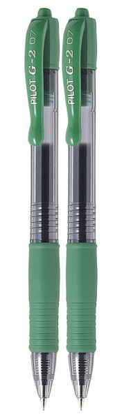 Pilot G-2 0.7 Gel Retractable Pen Pack of 2 - Green