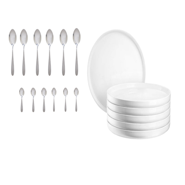 High Edge Ceramic Plates Dinnerware Set - 18 Pieces