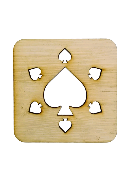 Wooden Square Spades Coasters - Set Of 6