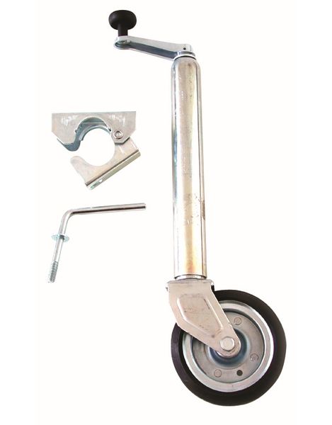 Jockey Wheel and Clamp with Rubber Wheel - 400kg Capacity