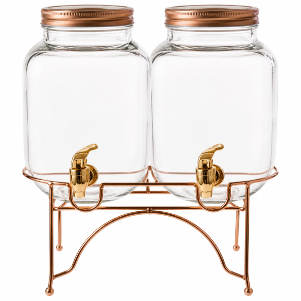 Glass Drinks Dispenser Set 4L X 2 with Tap for Parties and Events
