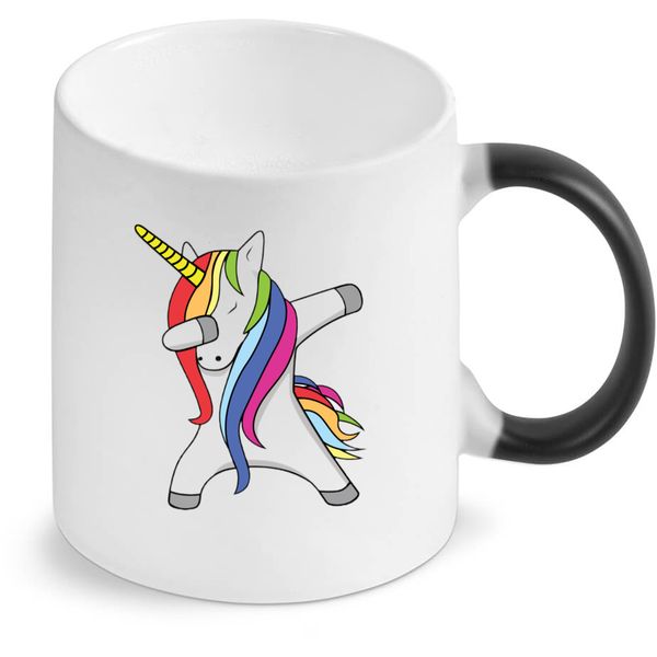 Dabbing Unicorn Girl Lady Birthday Christmas Magic Colour Changing Gift Mug