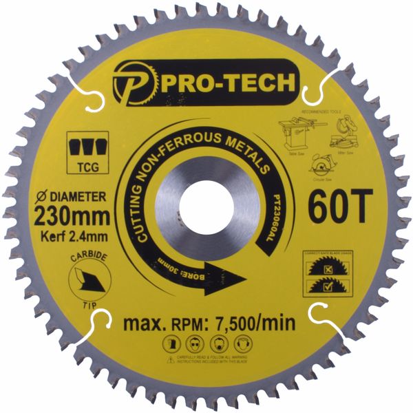 Pro-Tech - Saw Blade 230 x 2.4 x 30 x 60T Aluminium Professional - 2 Pack