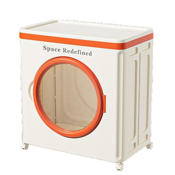 Folding Large Plastic Storage Cabinet With Lid &amp;Wheels-116L