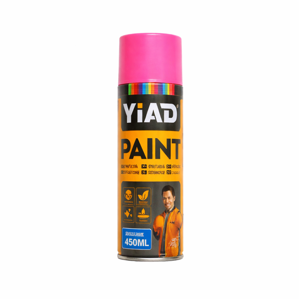 YIAD 59854 450ML Spray Paint - Bright Pink Quick-Dry Multi-Surface Aerosol