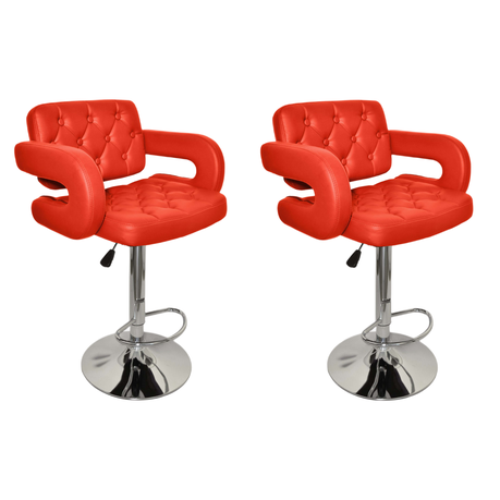 Bar Kitchen Breakfast Stools Set of Two Red Colour Shop