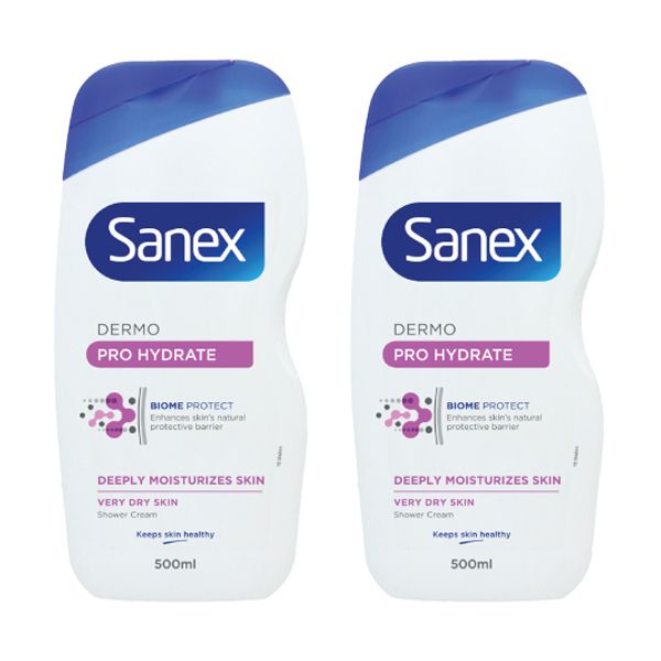 Sanex Dermo Pro Hydrate Shower Cream - 2 x 500ml