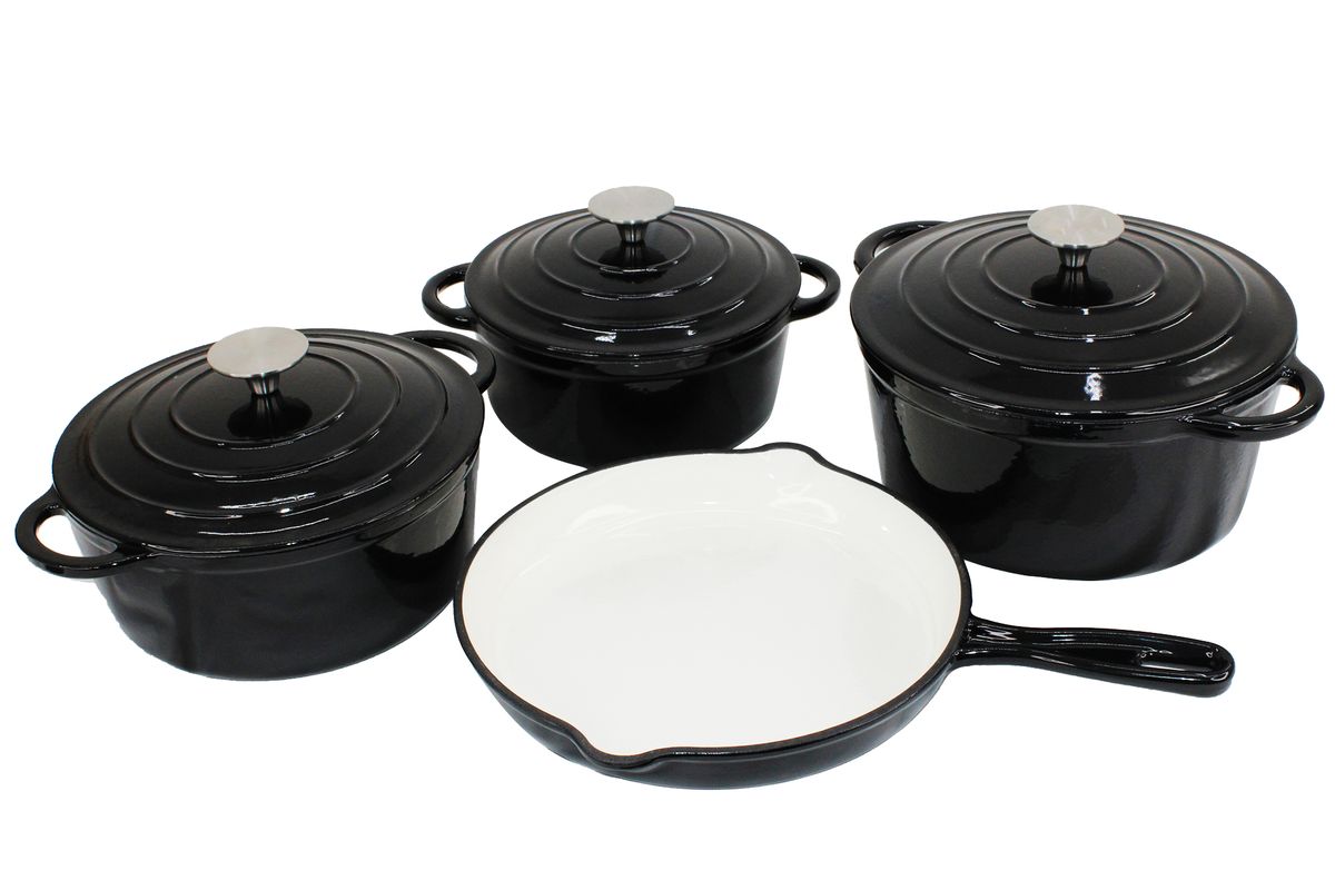 7-Piece Cast Iron Dutch Oven Cookware Pot Set - Black | Shop Today. Get ...