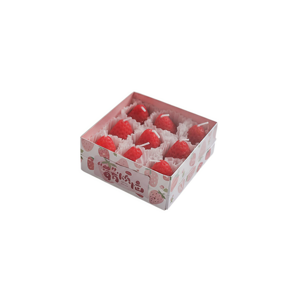 9 Piece - Soy Wax Strawberry Scented Candle - Red