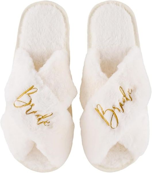 Bride Slippers for Wedding Day, Embroidery Bridal Shower Gift for Women