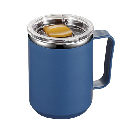 450ML Stainless Steel Coffee Cup Mug Handle Straw Lid Vacuum Flask