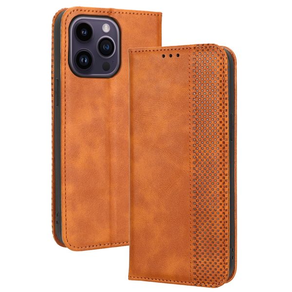 Anti-theft Brush Leather Case Compatible with iPhone 14 Pro Max