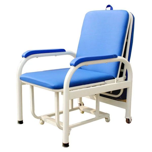 Hospital Accompany Sleeping Chair - Foldable Bed with Cushion (Blue)