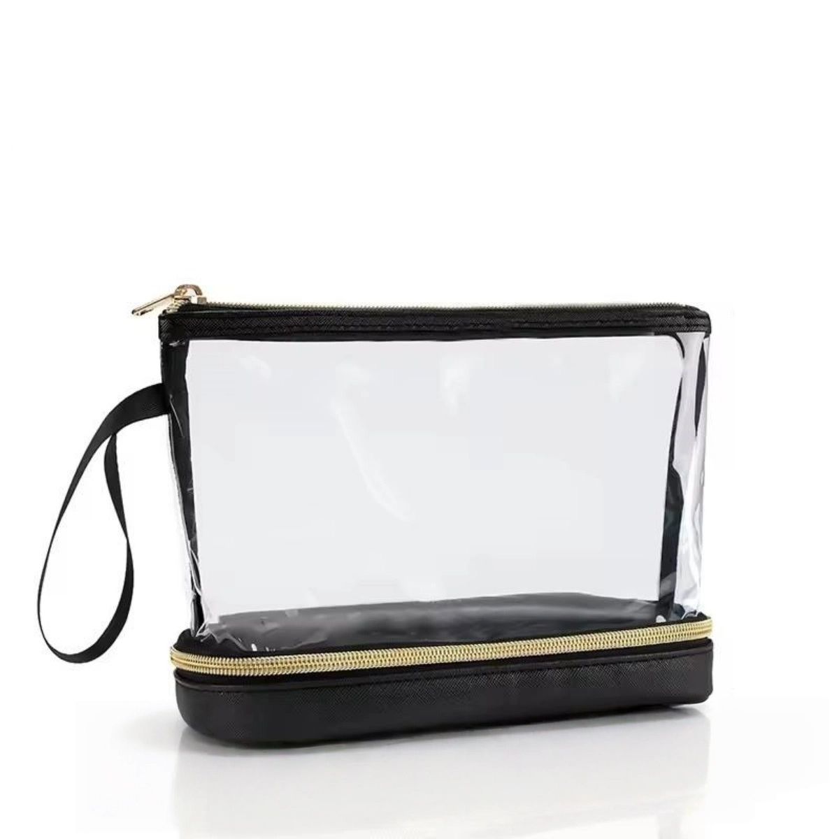 Transparent Toiletry Bag, Waterproof PVC Cosmetic Organizer - Black