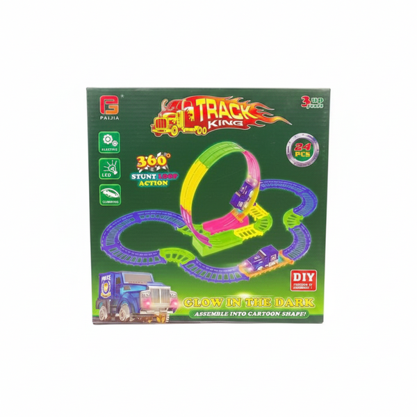 24 Piece Glow in the Dark Track Set for Kids - Imaginative Play