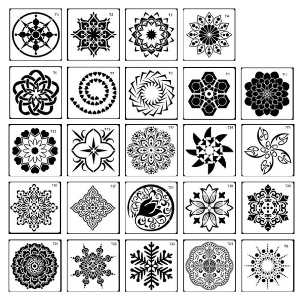 Craft Stationery Retro Mandala Stencils Set of 24(13cm)