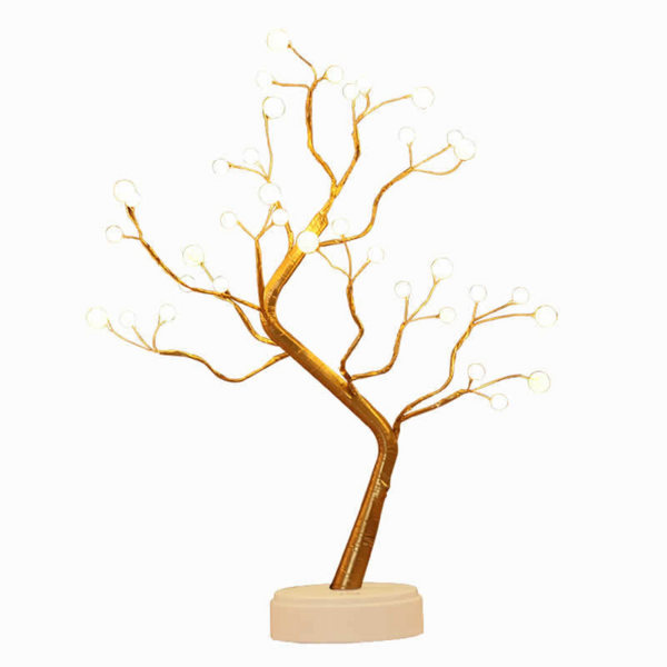 Gold Trunk Indoor Branch Christmas Tree with lights 50cm