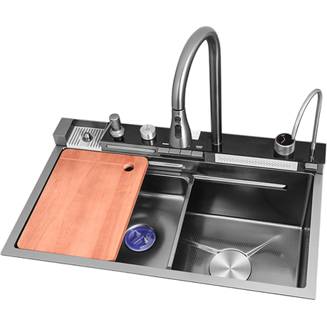 Hommex Kitchen Sink with Double Waterfall & Piano Key Design Control Button Image