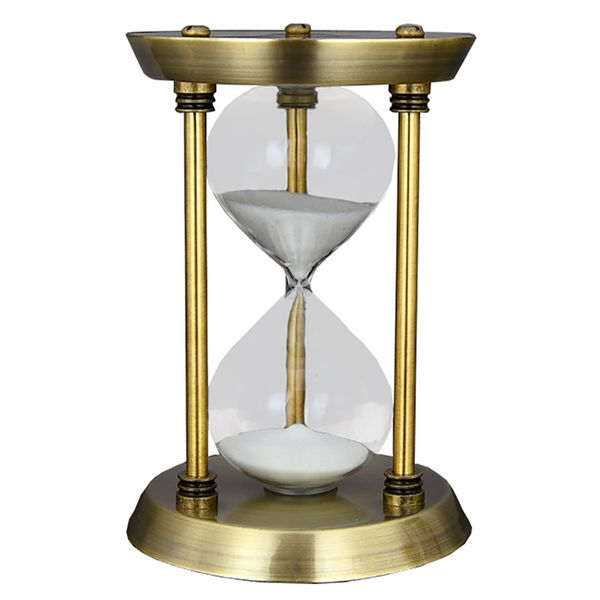 60 Minutes Hourglass Timer Embossed White Sand Metal Glass Hourglass Timer