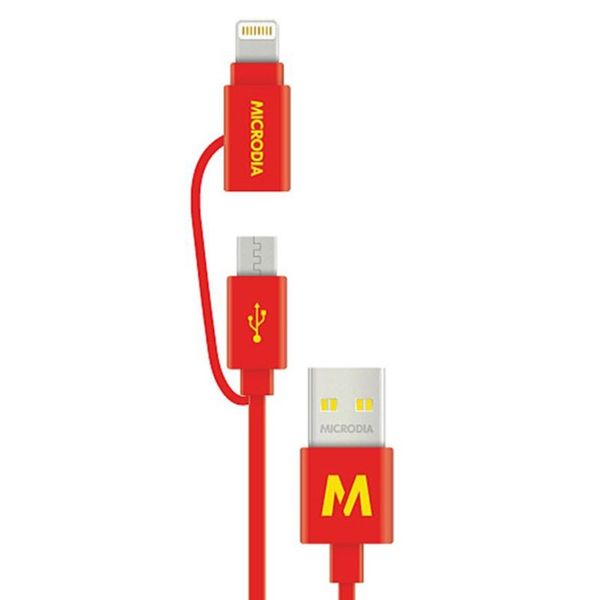 Microdia Lightning &amp; Micro USB Cable 1.2M Red