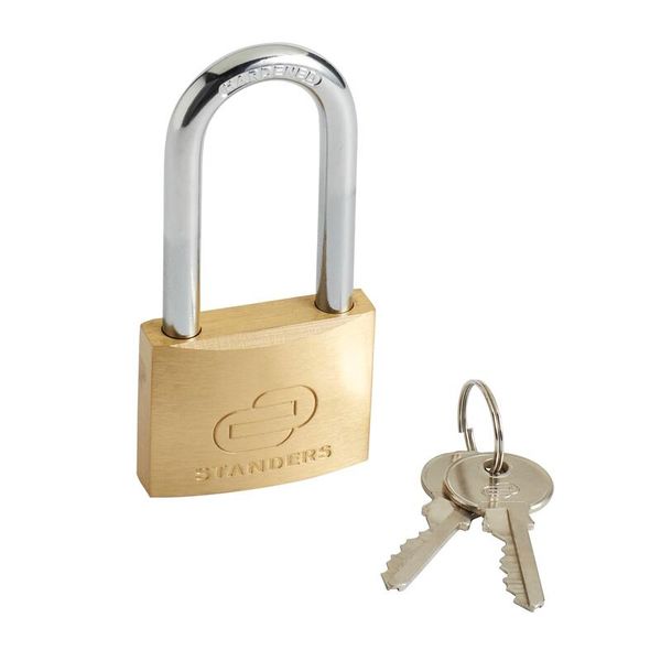 1 Inside/Outside My House Key Padlock Long Shackle 50mm, Brass