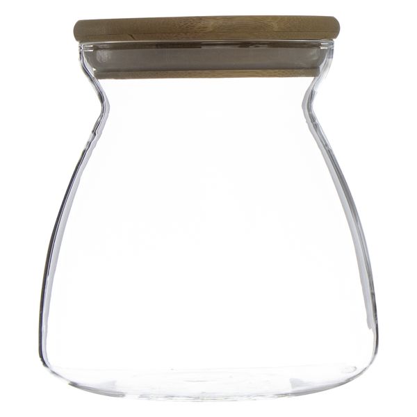 Regent Borosilicate Shaped Glass Jar with Bamboo Lid, 1l