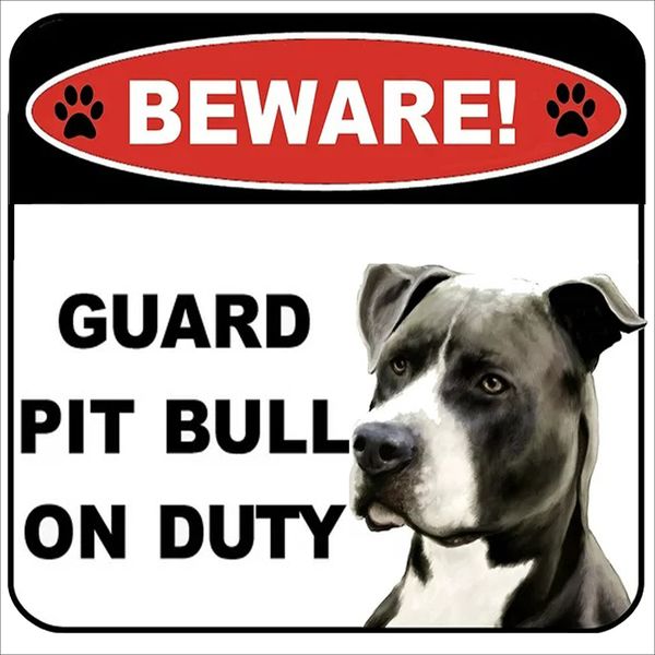 Beware Guard Pitbull On Duty 29X29Cm Sign image