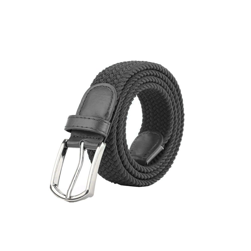 Pin Styles Metal Buckle Knitted Canvas Elastic Waist Belt-Black | Shop ...