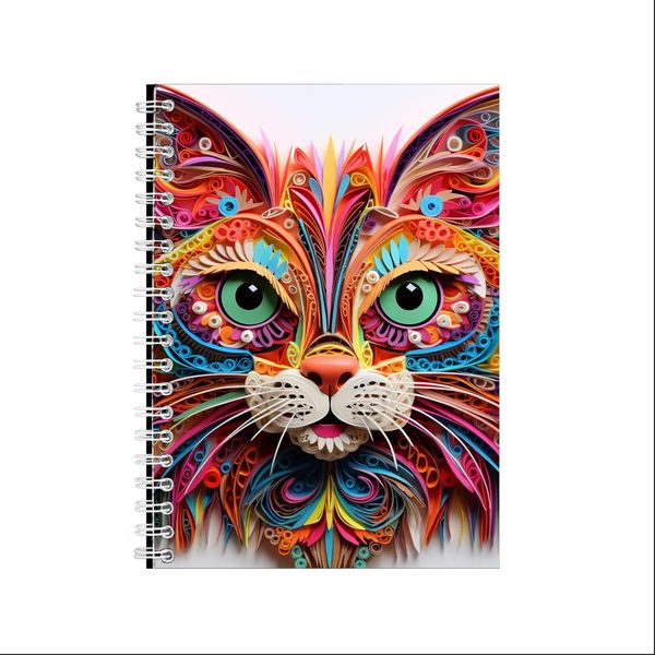 CAT QUILLED CLAY COLORFUL IMAGE A5 Notebook Gift Idea Notepad 226