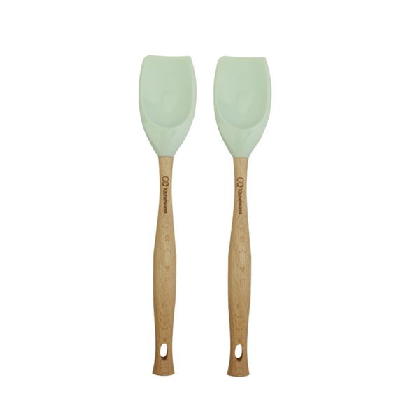 Pruchef - Heat Resistant Beechwood Handle Silicone Non-Stick Spatula Spoon