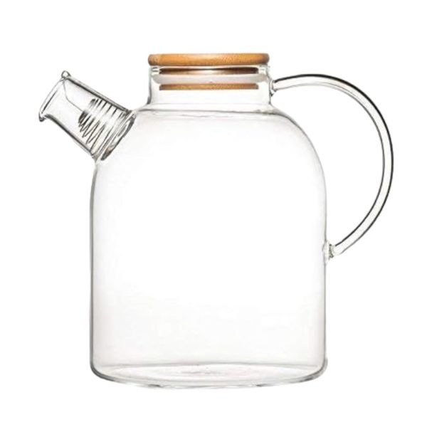 Glamorize Heat-Resistant Glass Pitcher with Wooden Lid 1.8L Glass Jug
