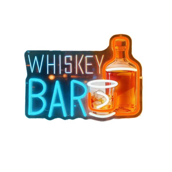 Neon Bar Signs, LED Whiskey Neon Sign Light Up Bar Sign for Beer Bar Pub