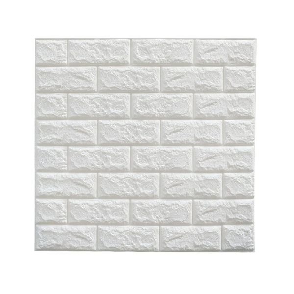 Set of 10 3D Bricks PE Foam Self-Adhesive Wallpaper- White