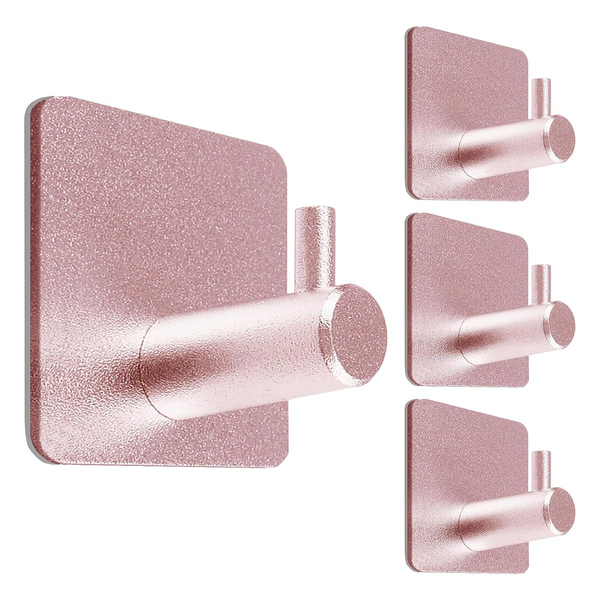 Heavy Duty Adhesive Hooks, Square-Straight Hook, Rose Gold